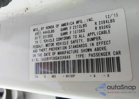 2016 Acura Tlx from USA, damaged, VIN 19UUB1F3XGA004646